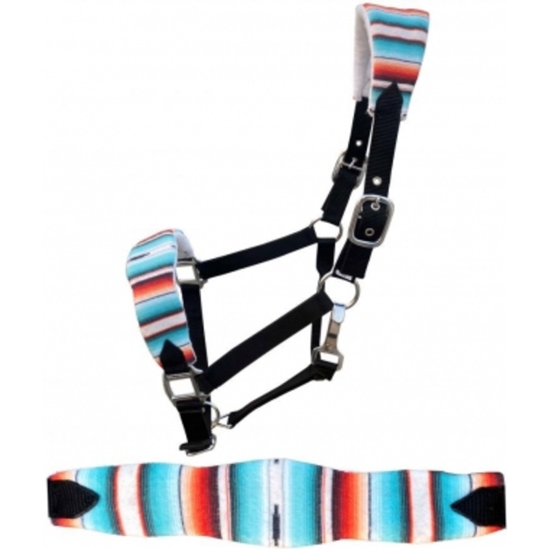 Showman Serape Adjustable Padded Black Nylon Bronc Nose Halter