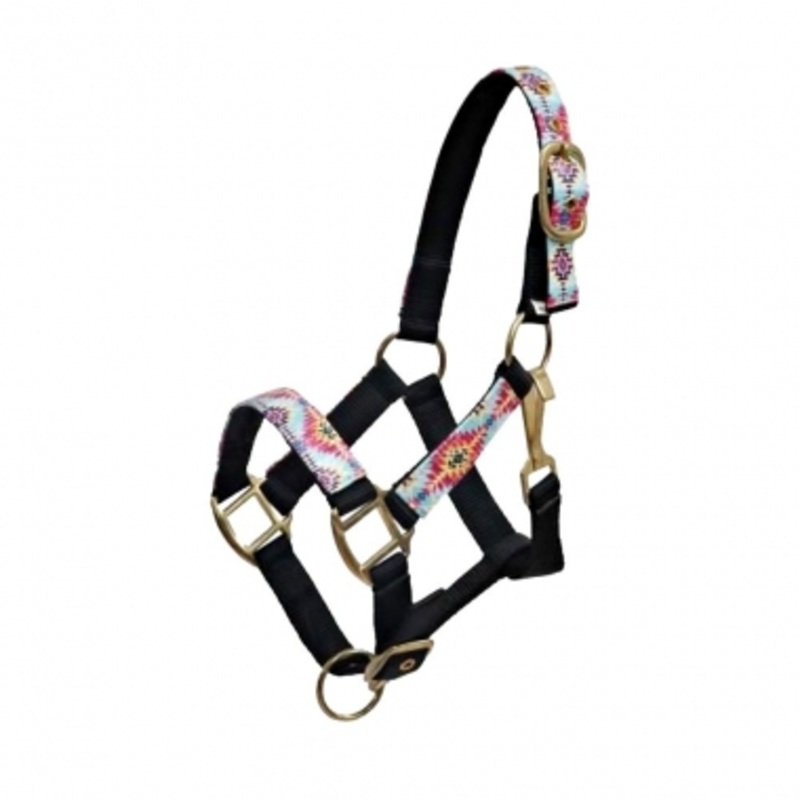 Showman Pony Multi Color Navajo Diamond Print Overlay Adjustable Halter
