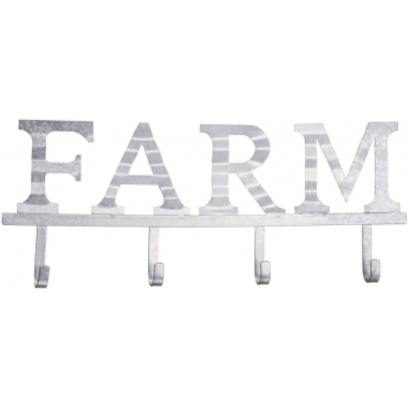 ‘Farm’ 4 Hook Metal Wall Rack