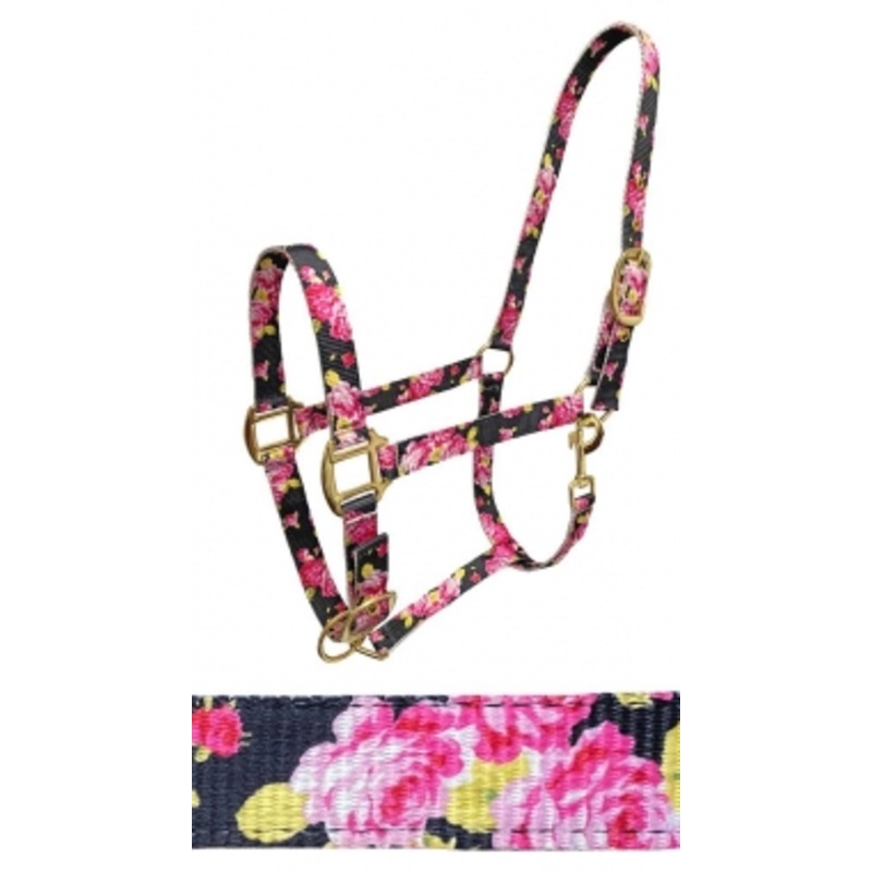 Rugged Ride Printed Nylon Halter – Pink Roses