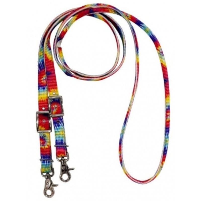 Showman 8 Foot Rainbow Tie Dye Contest Rein With Scissor Snap End