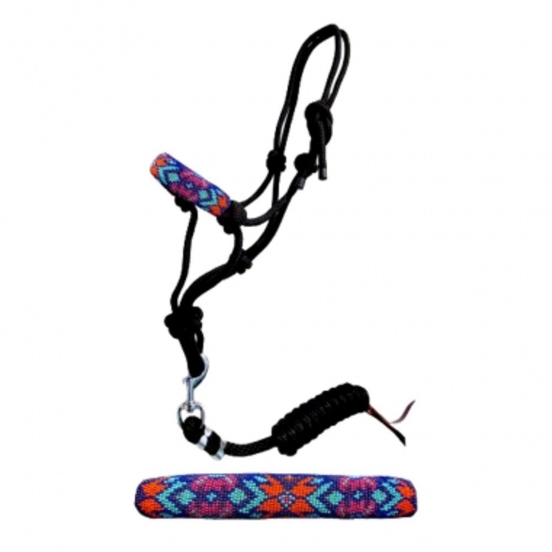 Showman Pony Beaded Nose Rope Halter With Removable Lead