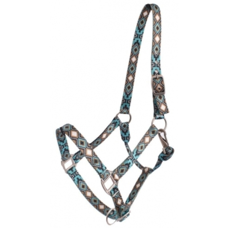 Showman Adjustable Premium Nylon Halter With Diamond And Cross Design