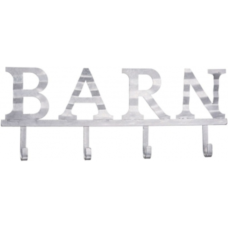 ‘Barn’ 4 Hook Metal Wall Rack