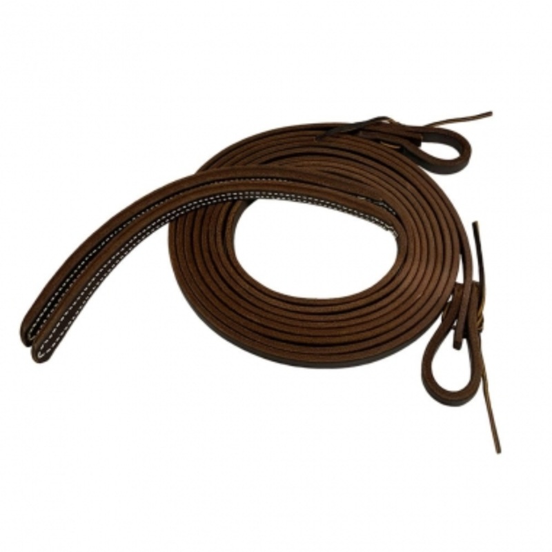 8′ x 1/2 inch Oiled Harness Leather Split Reins with Weighted Ends