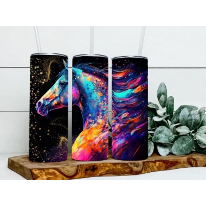 Watercolor Inked Equine 20oz Skinny Tumbler