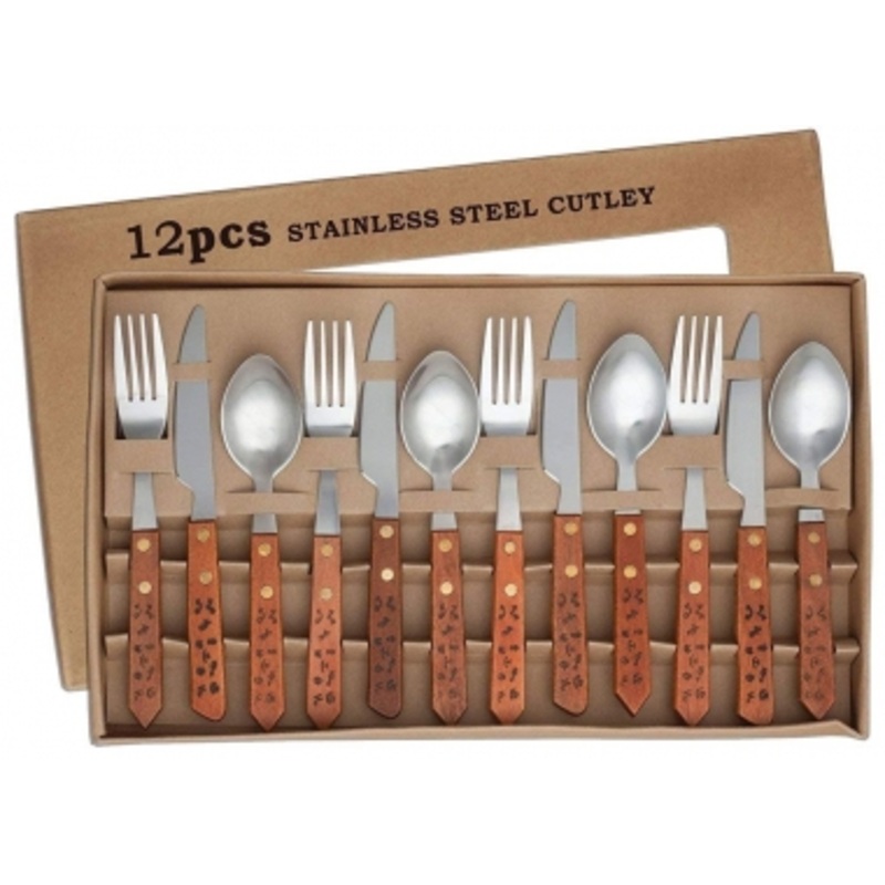 12 Piece Wooden Flatware Set – Branded