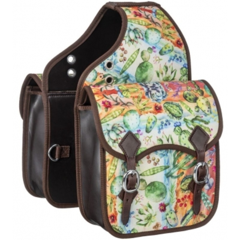 Tough-1 Cactus Print 600 Denier Saddle Bag